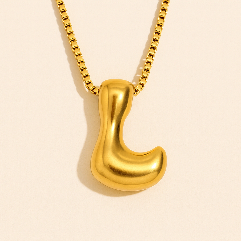 Personalized Bubble Letter Initial Necklace
