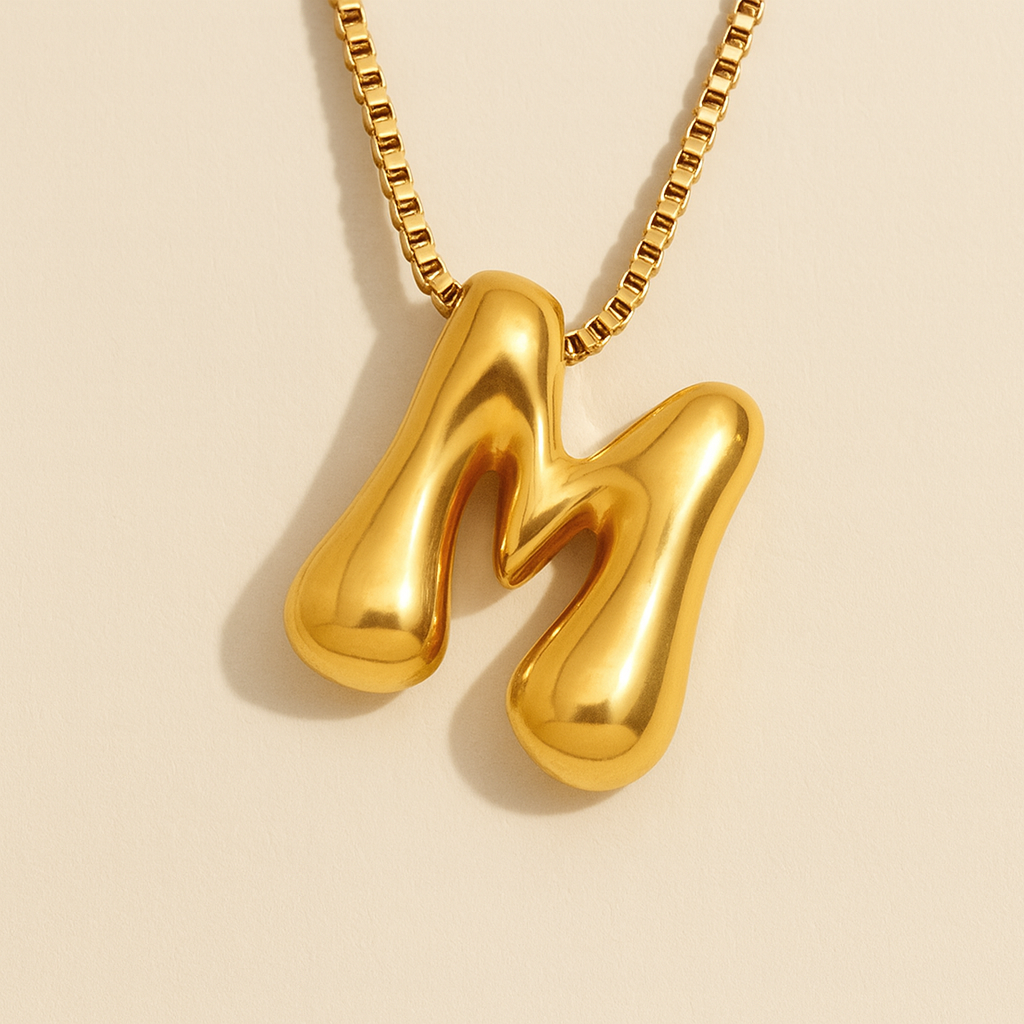 Personalized Bubble Letter Initial Necklace
