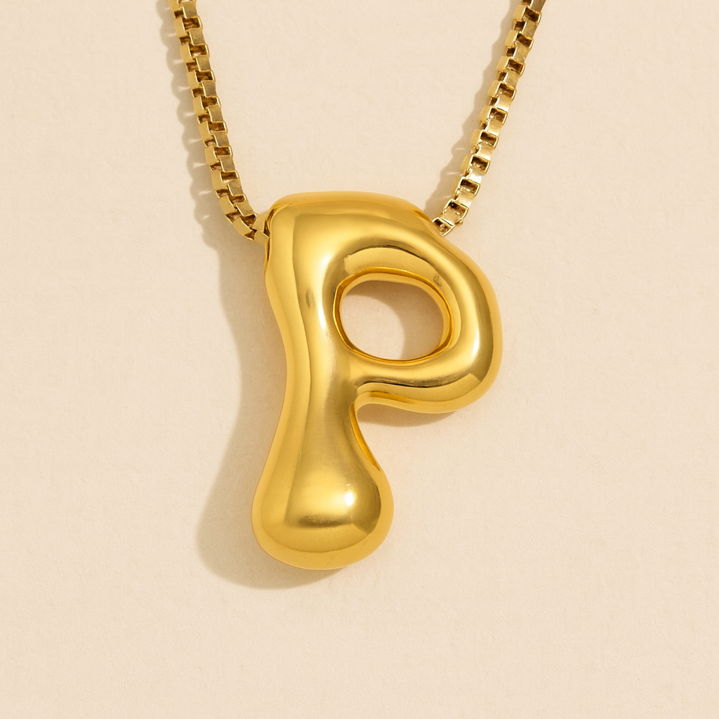 Personalized Bubble Letter Initial Necklace