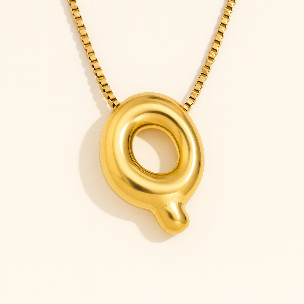 Personalized Bubble Letter Initial Necklace