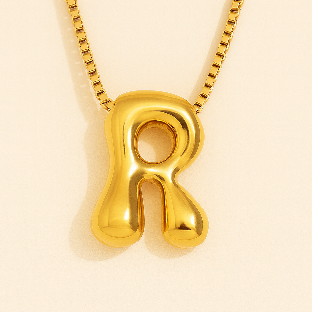 Personalized Bubble Letter Initial Necklace