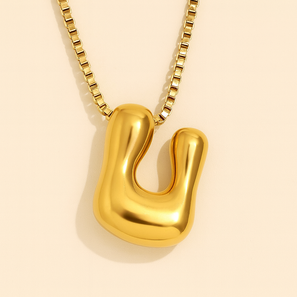 Personalized Bubble Letter Initial Necklace