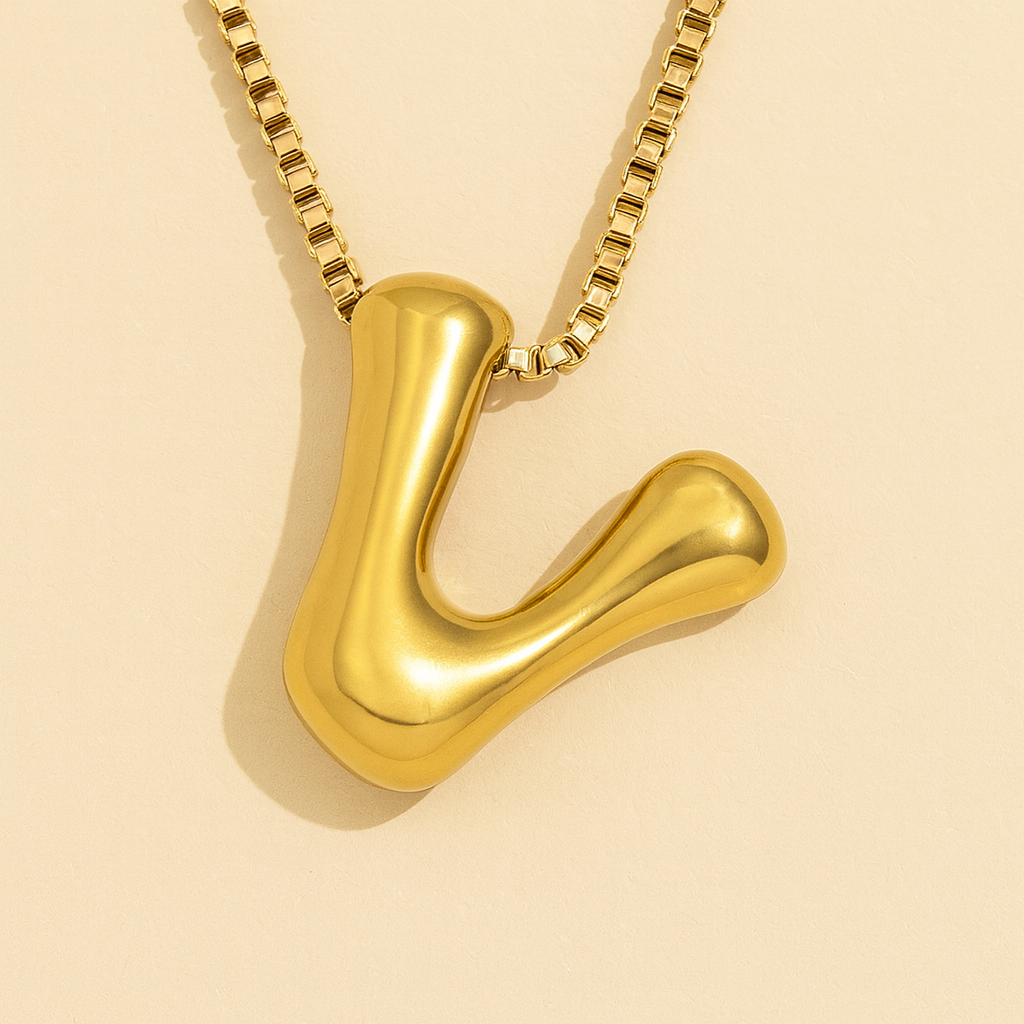 Personalized Bubble Letter Initial Necklace