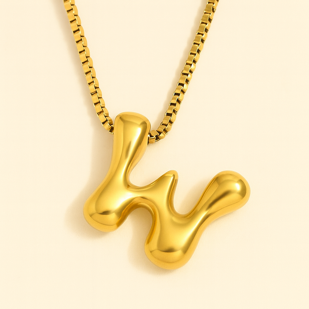Personalized Bubble Letter Initial Necklace