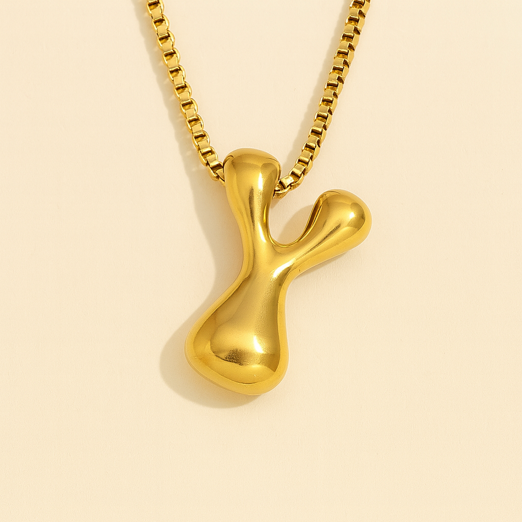 Personalized Bubble Letter Initial Necklace