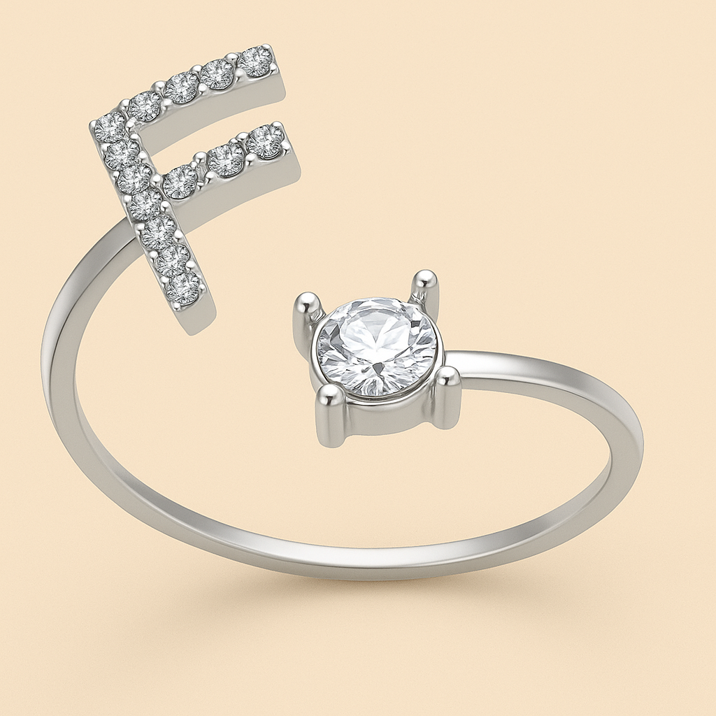 Personalized Letter Crystal Ring
