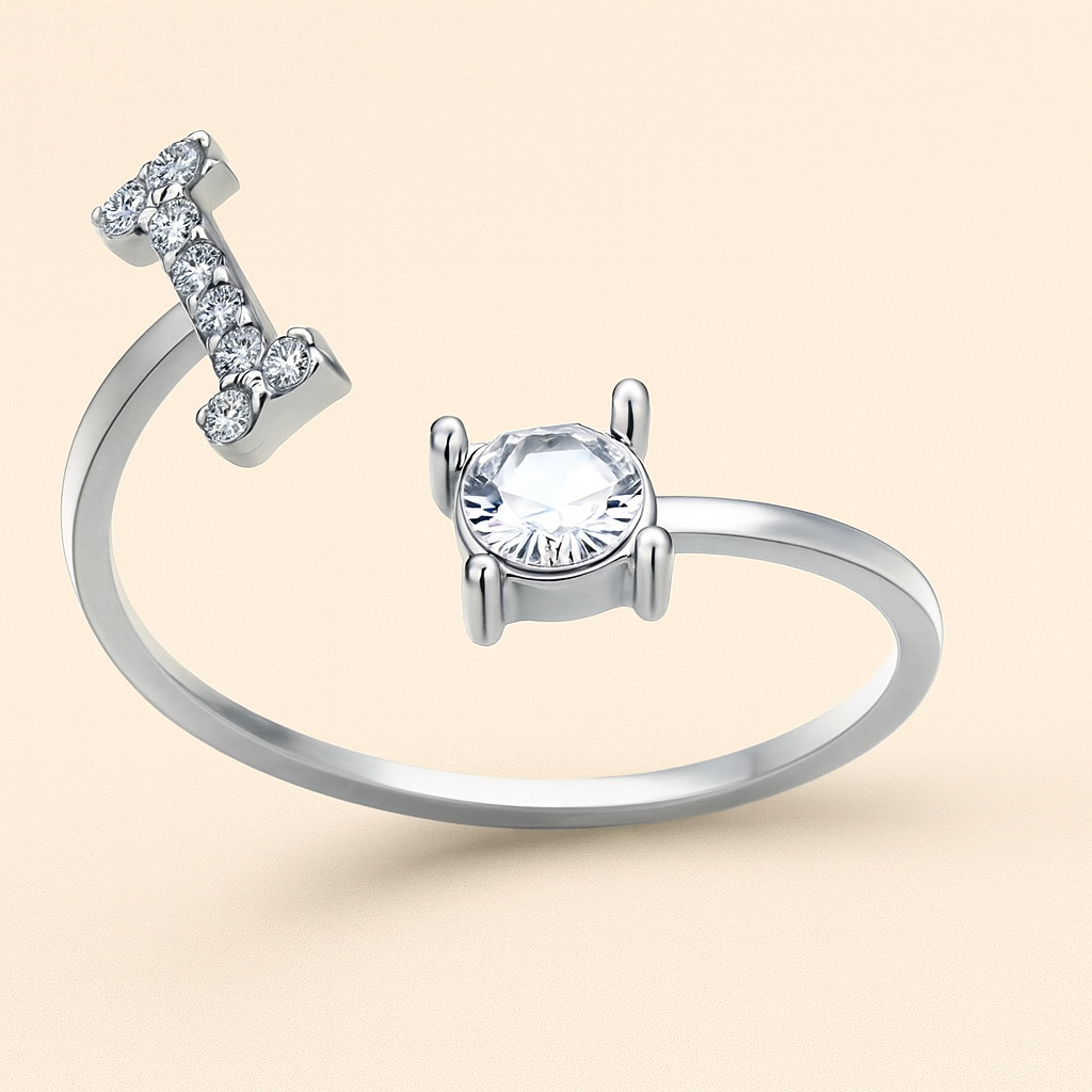 Personalized Letter Crystal Ring