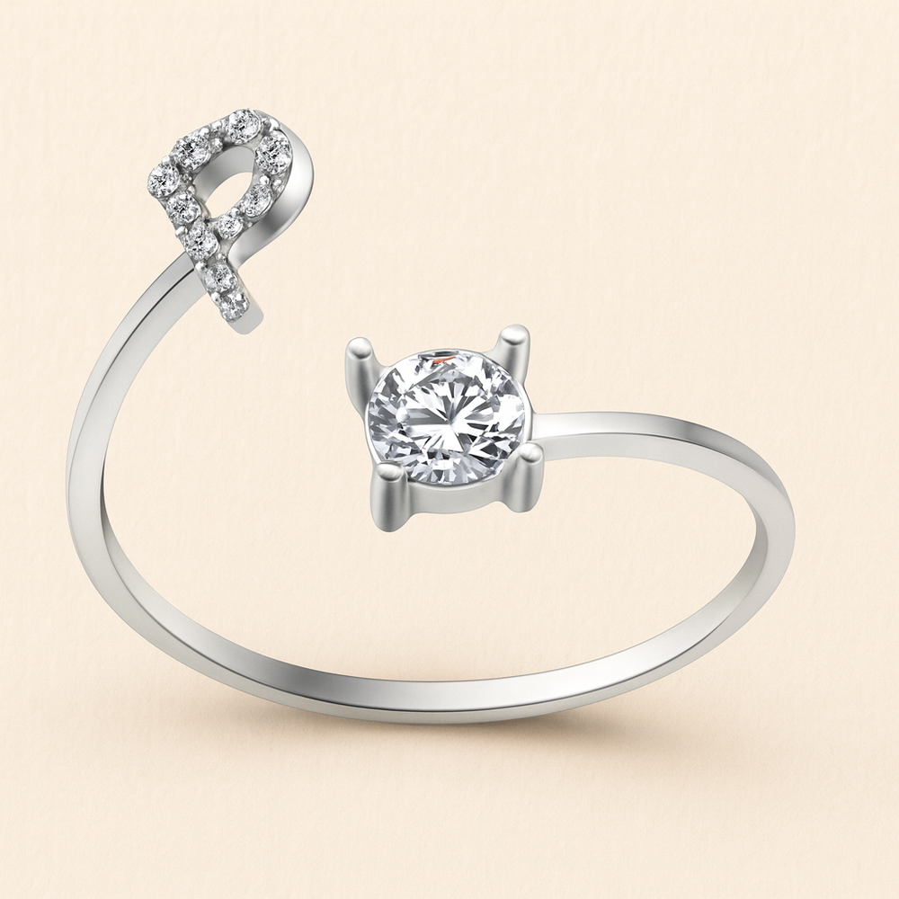 Anillo de cristal con letra personalizada