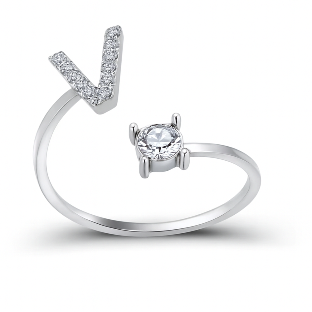 Anillo de cristal con letra personalizada